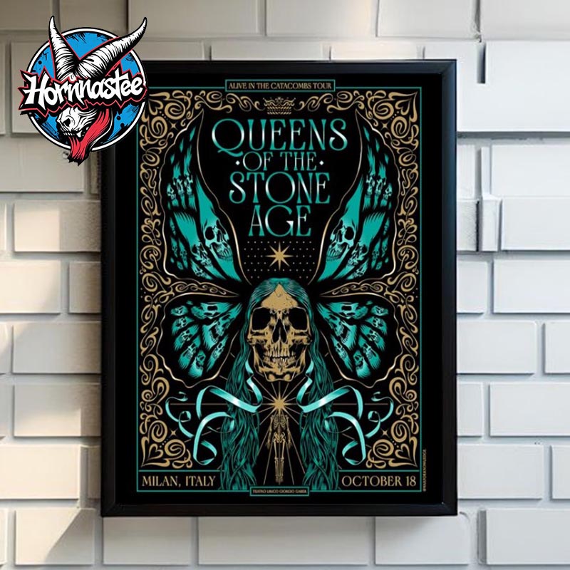 Queens Of The Stone Age Milan Italy Show At Teatro Lirico di Milano On October 18 2025 Alive In The Catacombs Tour Poster Canvas Decor Queens Of The Stone Age Milan Italy Show At Teatro Lirico di Milano On October 18 2025 Alive In The Catacombs Tour Poster Canvas Decor
