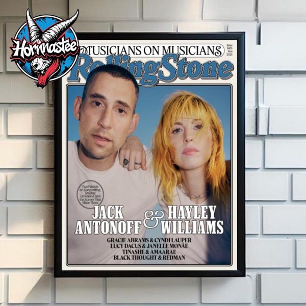 Rolling Stone Musicians On Musicians 2025 Jack Antonoff And Hayley Williams Poster Home Decor Canvas