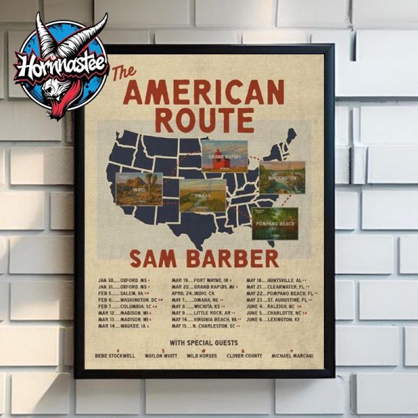 Sam Barber The American Route Tour 2026 Schedule Tour Dates Poster Canvas Decor