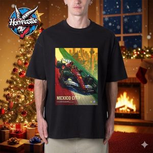 Scuderia Ferrari HP Venue Poster Round 20 On October 26 2025 At Autodromo Hermands Rodriguez In Mexico City Unisex T Shirt Scuderia Ferrari HP Venue Poster Round 20 On October 26 2025 At Autodromo Hermands Rodriguez In Mexico City Unisex T Shirt