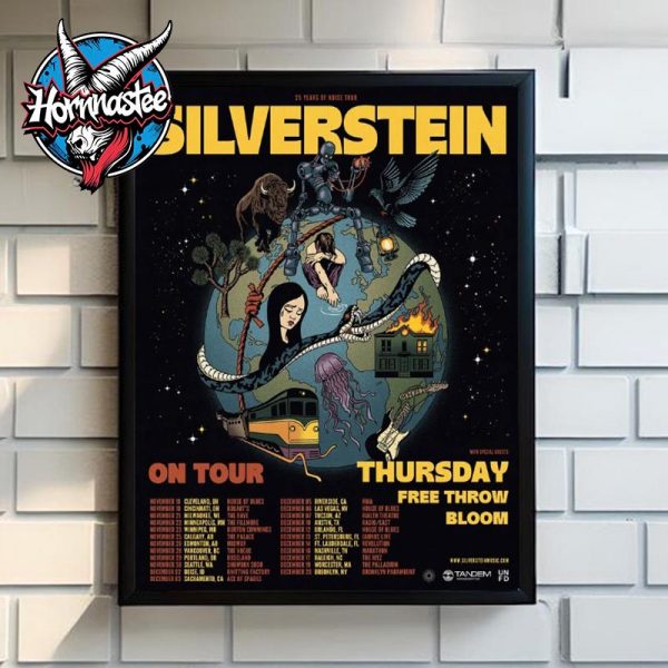 Silverstein USCA 25 Years Of Noise Tour The Last Chance Schedule Tour Dates Poster Canvas Decor