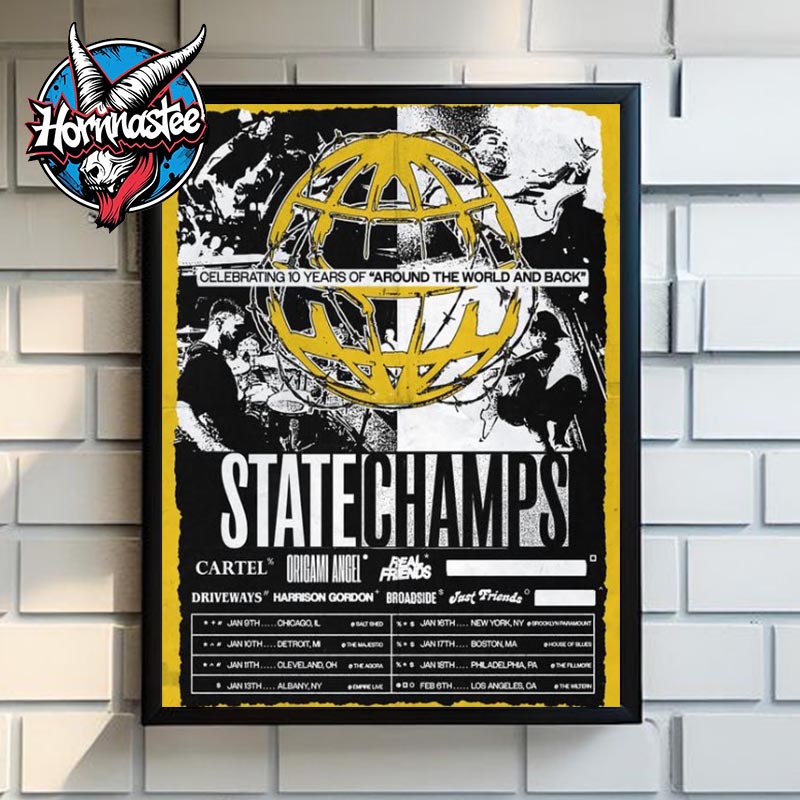 State Champs Around The World and Back 10 Year Anniversary Schedule Dates 2026 Poster Canvas Decor State Champs Around The World and Back 10 Year Anniversary Schedule Dates 2026 Poster Canvas Decor