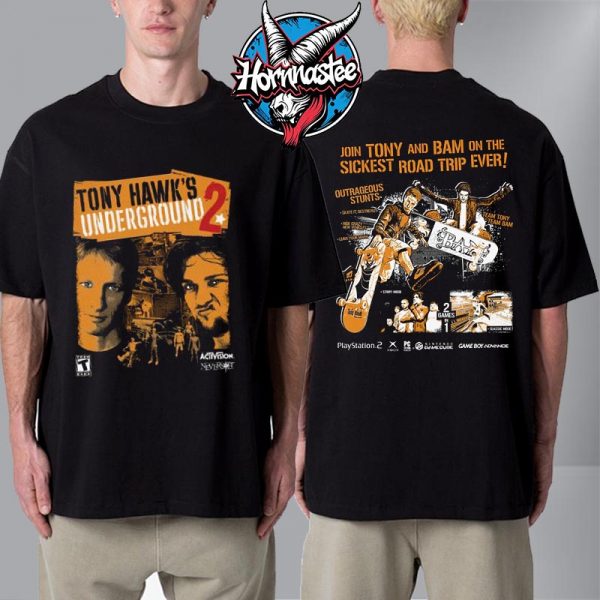 Tony Hawk’s Underground 2 THUG 2 Video Game Activision October 2004 Unisex T Shirt Two Sided
