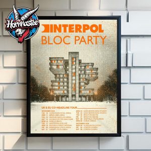 Interpol x Bloc Party UK EU Co Headline Tour 2026 Schedule Tour Dates Poster Canvas Decor