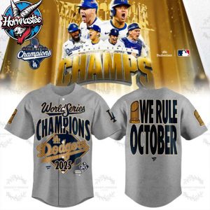 Los Angeles Dodgers Fanatics Steel 2025 World Series Champions Baseball Jersey