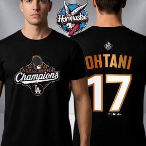 Los Angeles Dodgers Shohei Ohtani Fanatics Black 2025 World Series Champions Unisex T Shirt Two Sided