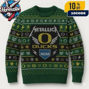Metallica x Oregon Ducks Metal Band Music Graphic Metallica x NCAA Ugly Christmas Sweater